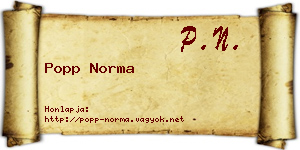 Popp Norma névjegykártya
